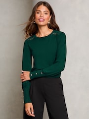 Lipsy Green Lace Insert Scallop Knit Jumper - Image 1 of 4