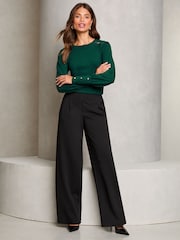 Lipsy Green Lace Insert Scallop Knit Jumper - Image 3 of 4