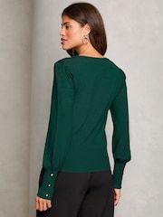 Lipsy Green Lace Insert Scallop Knit Jumper - Image 4 of 4