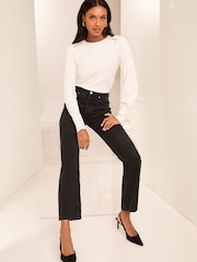 Lipsy Ivory White Lace Insert Scallop Knit Jumper - Image 2 of 4