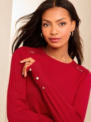 Lipsy Red Lace Insert Scallop Knit Jumper - Image 2 of 4
