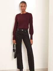 Lipsy Red Petite Lace Insert Scallop Knit Jumper - Image 2 of 4