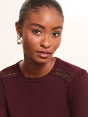 Lipsy Red Petite Lace Insert Scallop Knit Jumper - Image 3 of 4