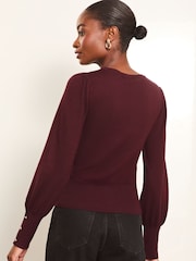 Lipsy Red Petite Lace Insert Scallop Knit Jumper - Image 4 of 4