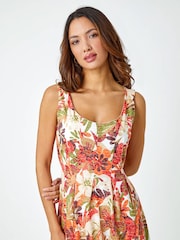 Roman Orange Tropical Leaf Stretch Jersey Dress - Image 4 of 5