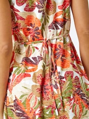 Roman Orange Tropical Leaf Stretch Jersey Dress - Image 5 of 5