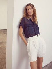 Mint Velvet Blue Navy Short Sleeve Shirt - Image 1 of 3