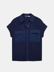 Mint Velvet Blue Navy Short Sleeve Shirt - Image 2 of 3