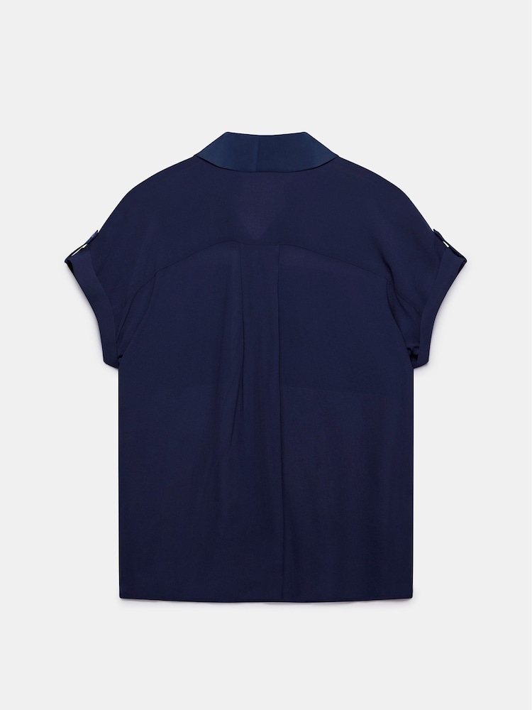 Mint Velvet Blue Navy Short Sleeve Shirt - Image 3 of 3