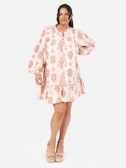 Lovedrobe Cream Long Sleeve Tiered Hem Mini Dress - Bild 3 von 6