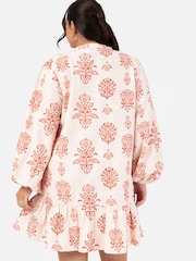 Lovedrobe Cream Long Sleeve Tiered Hem Mini Dress - Bild 5 von 6
