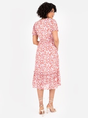 Puff Sleeve Tiered Hem Midi Dress With Frills - Image 2 of 5