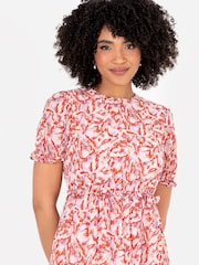 Puff Sleeve Tiered Hem Midi Dress With Frills - Image 3 of 5