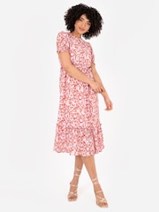 Puff Sleeve Tiered Hem Midi Dress With Frills - Image 5 of 5