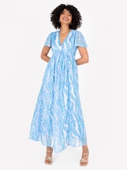 Lovedrobe V-Neck Angel Sleeve Maxi Dress With Trims - Image 1 of 5