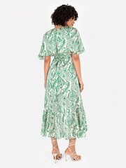 Lovedrobe Cape Sleeve Blue Frill Wrap Hem Midaxi Dress - Image 2 of 5