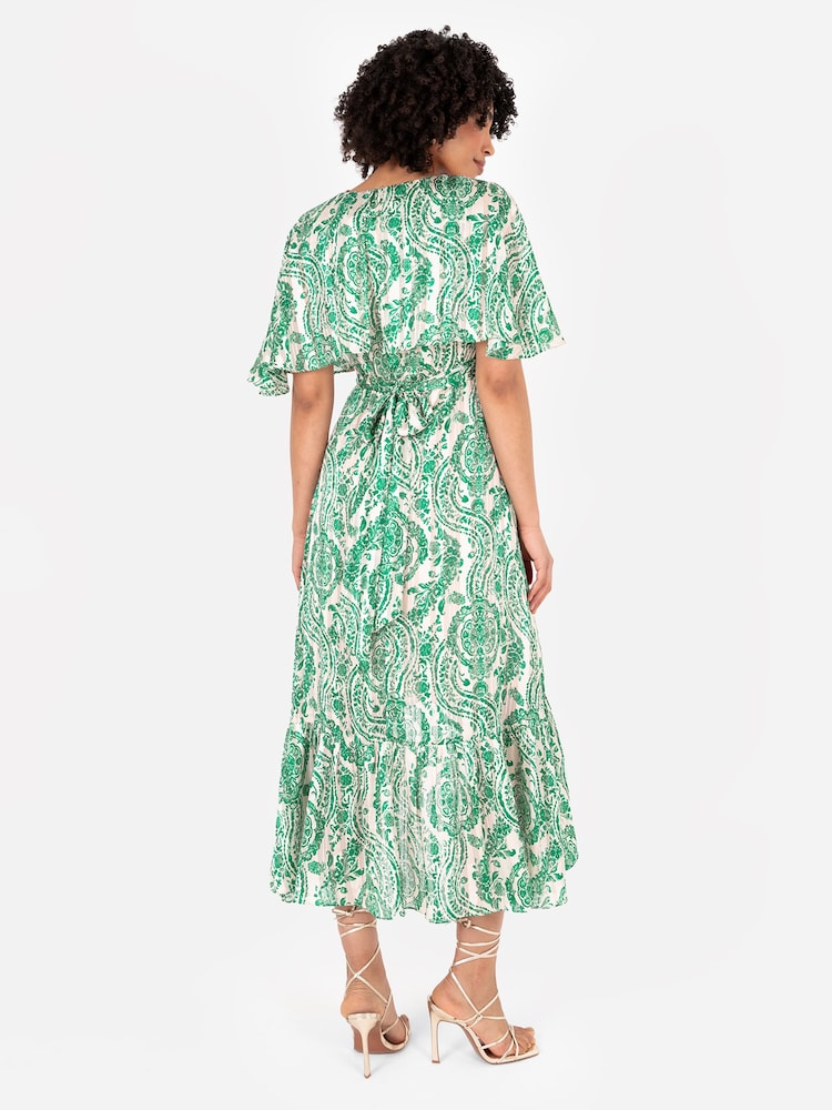 Lovedrobe – Blaues Midaxi-Kleid mit Cape-Ärmeln, Rüschen und Wickelsaum - Bild 2 von 5 Lovedrobe – Blaues Midaxi-Kleid mit Cape-Ärmeln, Rüschen und Wickelsaum - Bild 2 von 5