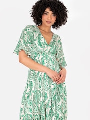 Lovedrobe Cape Sleeve Blue Frill Wrap Hem Midaxi Dress - Image 4 of 5