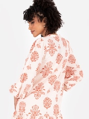 Lovedrobe Cream Long Sleeve Tiered Hem Mini Dress - Image 4 of 5