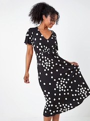Roman Mărime mică Polka Dot Mulați/Elastici Midi Rochie - Image 1 of 5