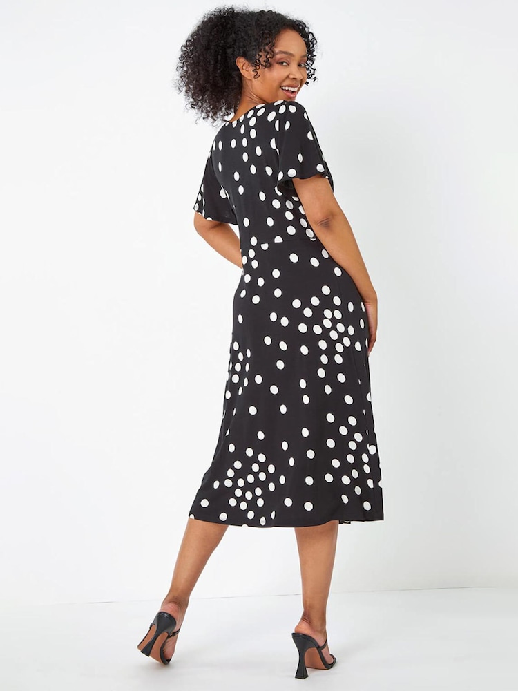 Roman Mărime mică Polka Dot Mulați/Elastici Midi Rochie - Image 2 of 5