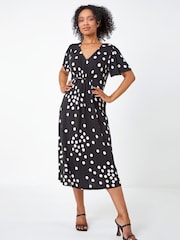 Roman Mărime mică Polka Dot Mulați/Elastici Midi Rochie - Image 3 of 5