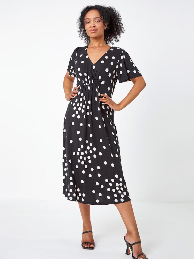 Roman Mărime mică Polka Dot Mulați/Elastici Midi Rochie - Image 3 of 5