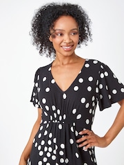 Roman Mărime mică Polka Dot Mulați/Elastici Midi Rochie - Image 4 of 5