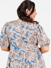 Grau - Lovedrobe Midikleid mit Puffärmeln und Stufensaum - Bild 5 von 5
