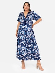 Lovedrobe Wrap Front Puff Sleeve Midaxi Dress - Image 1 of 4