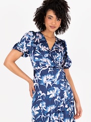Lovedrobe Wrap Front Puff Sleeve Midaxi Dress - Image 3 of 5