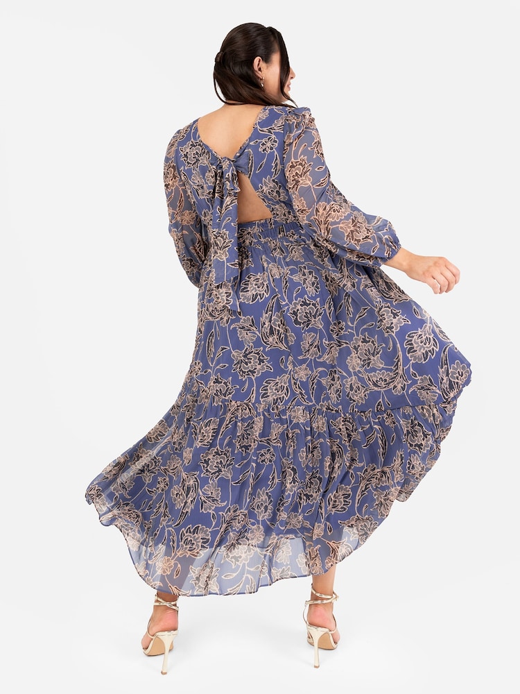 Blau - Lovedrobe Maxikleid mit Wickeldesign und elastischer Taille - Bild 2 von 4