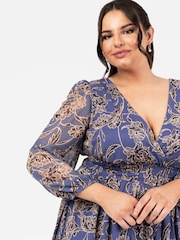 Blau - Lovedrobe Maxikleid mit Wickeldesign und elastischer Taille - Bild 4 von 4