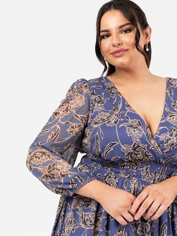 Blau - Lovedrobe Maxikleid mit Wickeldesign und elastischer Taille - Bild 4 von 4