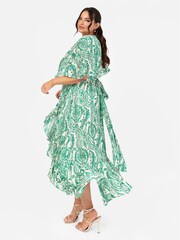 Lovedrobe Cape Sleeve Blue Frill Wrap Hem Midaxi Dress - Image 3 of 5