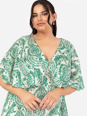 Lovedrobe Cape Sleeve Blue Frill Wrap Hem Midaxi Dress - Image 4 of 5