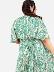 Lovedrobe Cape Sleeve Blue Frill Wrap Hem Midaxi Dress - Image 5 of 5