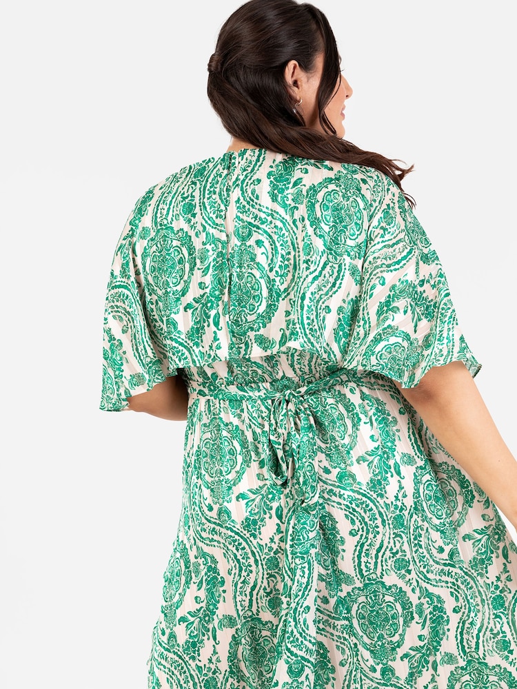 Lovedrobe Cape Sleeve Blue Frill Wrap Hem Midaxi Dress - Image 5 of 5