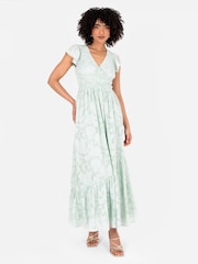 Lovedrobe Wrap Front Flutter Sleeve Maxi Dress - Image 1 of 5