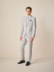 Neutral Slim Fit Textured Suit Jacket - Image 2 of 9
