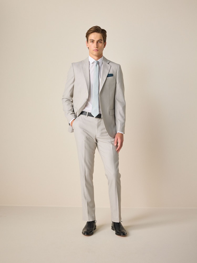 Neutral Slim Fit Textured Suit Trousers - Image 2 of 9
