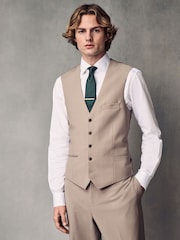 Stone Regular Fit Wool Blend Motionflex Waistcoat - Image 1 of 10