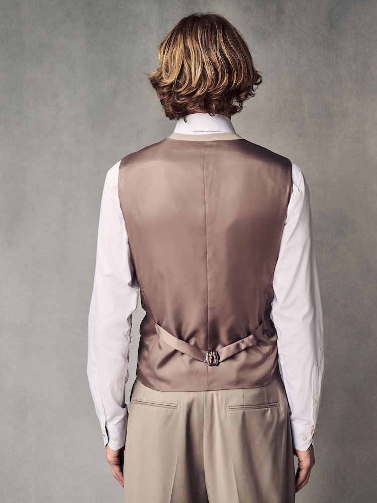 Stone Regular Fit Wool Blend Motionflex Waistcoat - Image 2 of 10