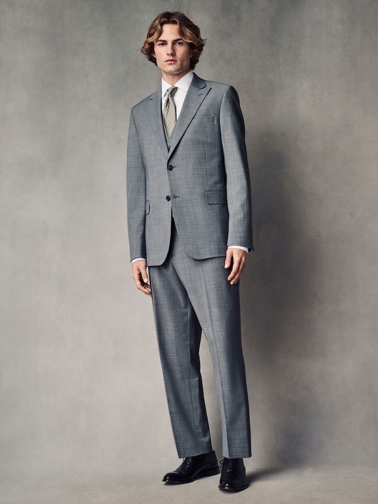 Grey Slim Fit Wool Blend Motionflex Suit Trousers - Image 2 of 9