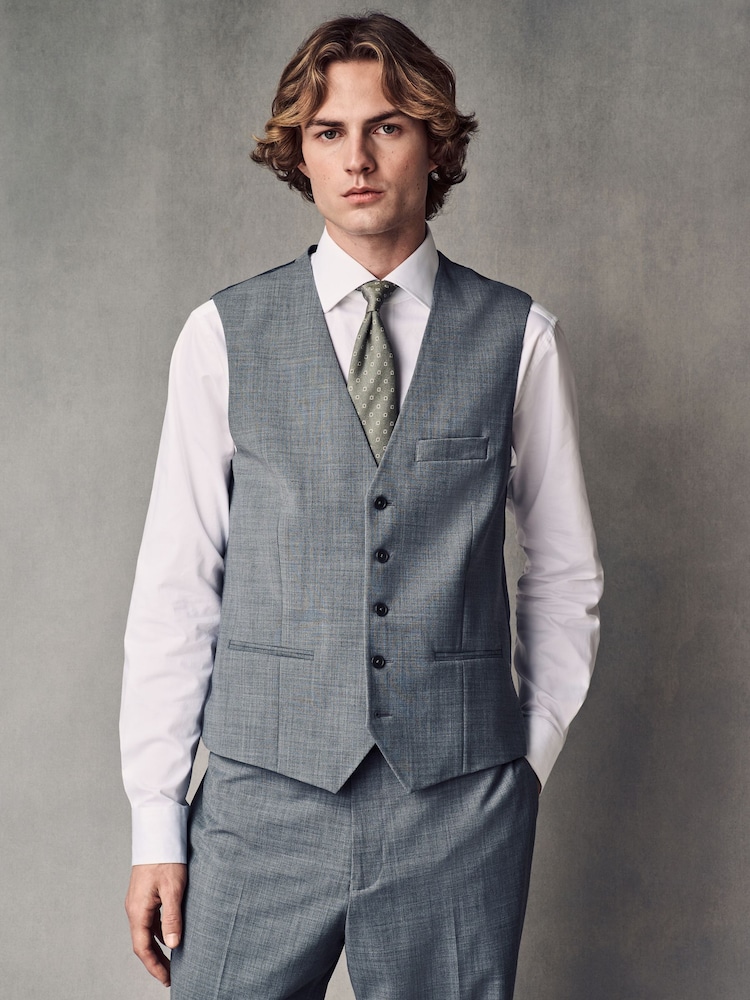 Grey Regular Fit Wool Blend Motionflex Waistcoat - Image 1 of 10
