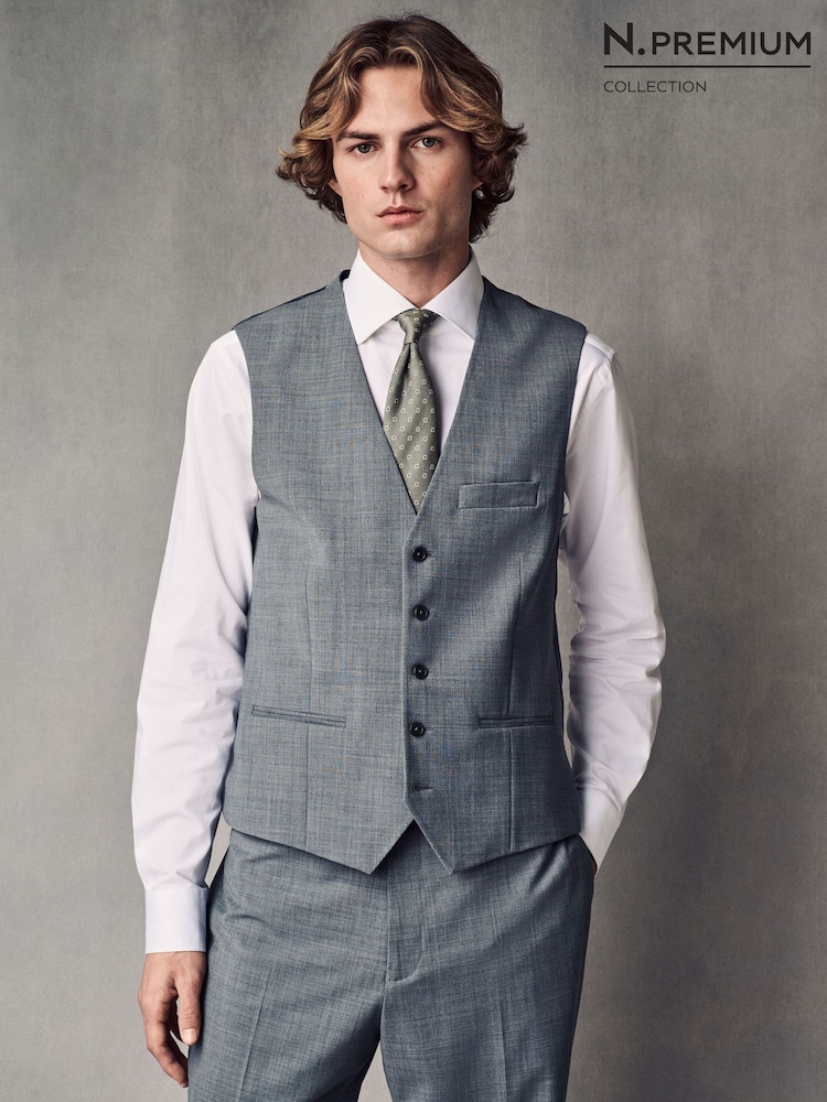 Grau - N. Premium Regular Fit Wool Blend Motionflex Waistcoat - Bild 11 von 11
