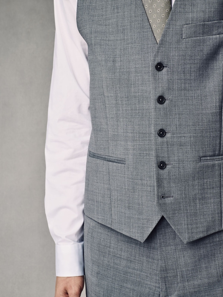 Grijs - Regular Fit Wool Blend Motionflex Waistcoat - Image 6 of 10