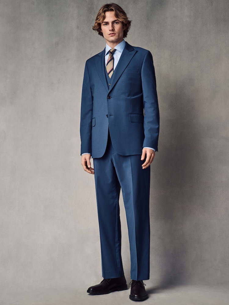 Blauw - Regular Fit Wool Blend Motionflex Waistcoat - Image 4 of 9