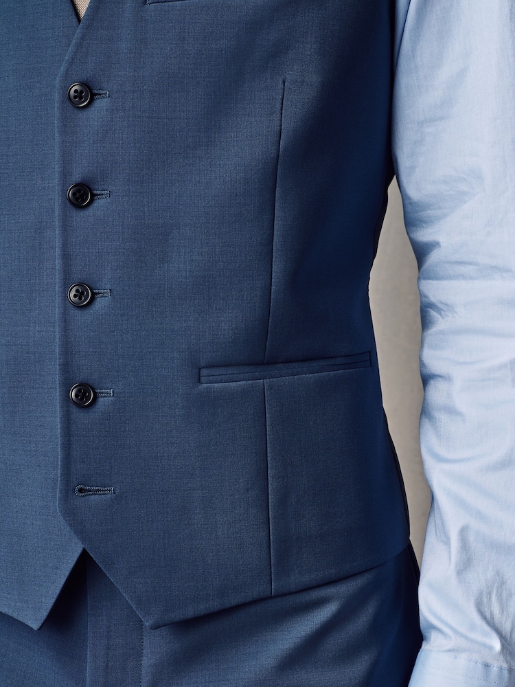 Blauw - Regular Fit Wool Blend Motionflex Waistcoat - Image 5 of 9