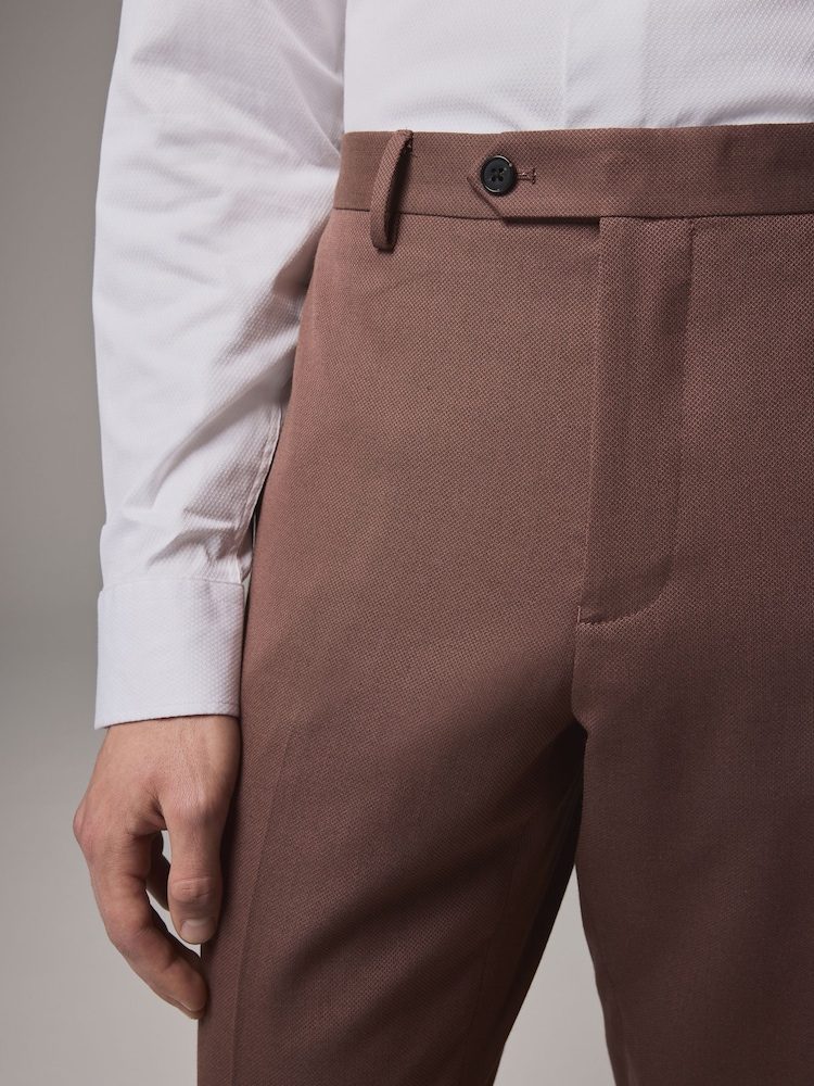 Rouge - Coupe sur mesure - Pantalon de costume texturé - Image 4 of 9